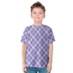 Purple Plaid Tartan 2 Diagonal Kids  Cotton T-Shirt