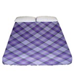 Purple Plaid Tartan 2 Diagonal Fitted Sheet (Queen Size)