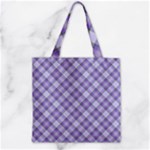 Purple Plaid Tartan 2 Diagonal Zipper Grocery Tote Bag