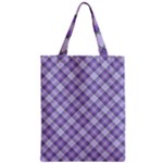 Purple Plaid Tartan 2 Diagonal Zipper Classic Tote Bag