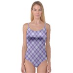 Purple Plaid Tartan 2 Diagonal Camisole Leotard 