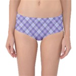 Purple Plaid Tartan 2 Diagonal Mid-Waist Bikini Bottoms