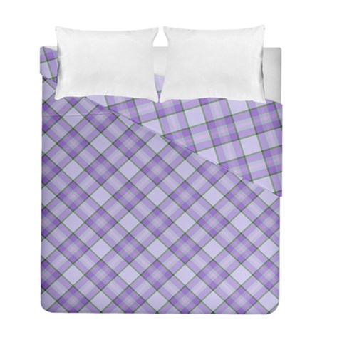 Purple Plaid Tartan 2 Diagonal Duvet Cover Double Side (Full/ Double Size) from ArtsNow.com