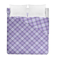 Purple Plaid Tartan 2 Diagonal Duvet Cover Double Side (Full/ Double Size) from ArtsNow.com