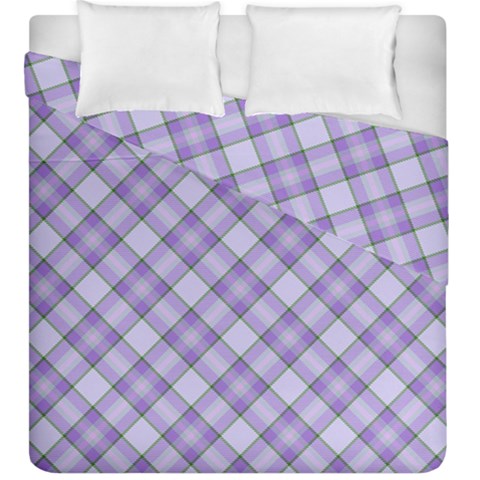 Purple Plaid Tartan 2 Diagonal Duvet Cover Double Side (King Size) from ArtsNow.com