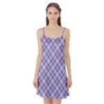 Purple Plaid Tartan 2 Diagonal Satin Night Slip