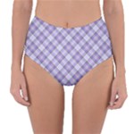 Purple Plaid Tartan 2 Diagonal Reversible High-Waist Bikini Bottoms