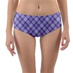 Purple Plaid Tartan 2 Diagonal Reversible Mid-Waist Bikini Bottoms