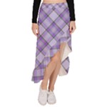 Purple Plaid Tartan 2 Diagonal Asymmetrical Ruffle Hem Skirt 