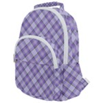 Purple Plaid Tartan 2 Diagonal Rounded Multi Pocket Backpack