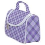 Purple Plaid Tartan 2 Diagonal Satchel Handbag