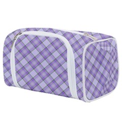 Purple Plaid Tartan 2 Diagonal Toiletries Pouch from ArtsNow.com