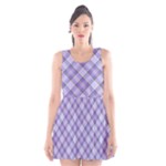 Purple Plaid Tartan 2 Diagonal Scoop Neck Skater Dress