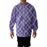 Purple Plaid Tartan 2 Diagonal Kids  Hooded Windbreaker