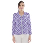 Purple Plaid Tartan 2 Diagonal Women s Windbreaker