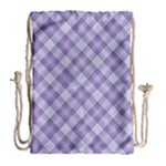 Purple Plaid Tartan 2 Diagonal Drawstring Bag (Large)