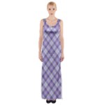 Purple Plaid Tartan 2 Diagonal Thigh Split Maxi Dress