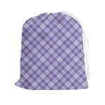 Purple Plaid Tartan 2 Diagonal Drawstring Pouch (2XL)