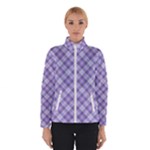 Purple Plaid Tartan 2 Diagonal Women s Bomber Jacket