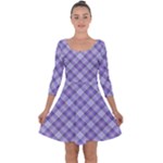 Purple Plaid Tartan 2 Diagonal Quarter Sleeve Skater Dress