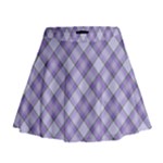 Purple Plaid Tartan 2 Diagonal Mini Flare Skirt