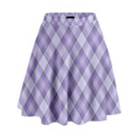 Purple Plaid Tartan 2 Diagonal High Waist Skirt