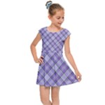 Purple Plaid Tartan 2 Diagonal Kids  Cap Sleeve Dress