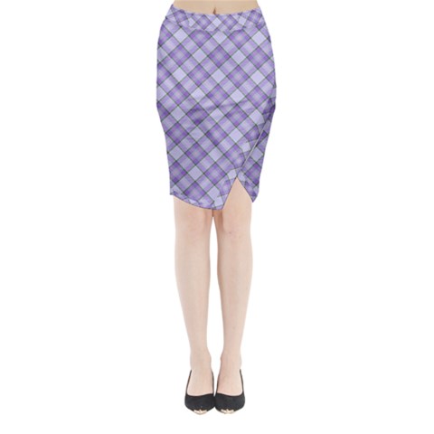 Purple Plaid Tartan 2 Diagonal Midi Wrap Pencil Skirt from ArtsNow.com