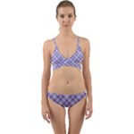 Purple Plaid Tartan 2 Diagonal Wrap Around Bikini Set