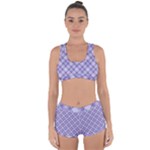 Purple Plaid Tartan 2 Diagonal Racerback Boyleg Bikini Set