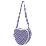 Purple Plaid Tartan 2 Diagonal Heart Shoulder Bag