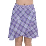 Purple Plaid Tartan 2 Diagonal Chiffon Wrap Front Skirt