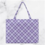 Purple Plaid Tartan 2 Diagonal Medium Tote Bag