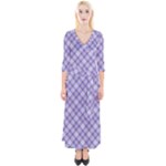 Purple Plaid Tartan 2 Diagonal Quarter Sleeve Wrap Maxi Dress