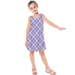 Purple Plaid Tartan 2 Diagonal Kids  Sleeveless Dress