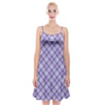 Purple Plaid Tartan 2 Diagonal Spaghetti Strap Velvet Dress