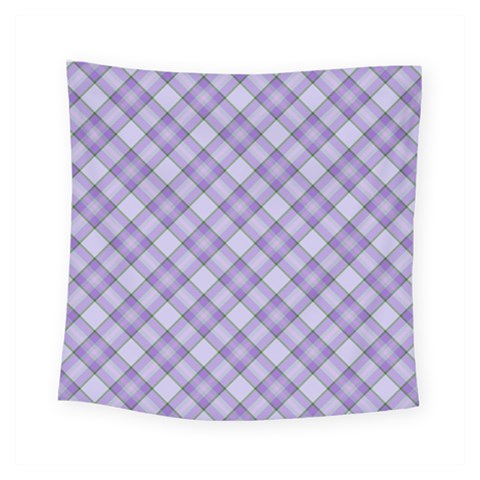 Purple Plaid Tartan 2 Diagonal Square Tapestry (Small) from ArtsNow.com