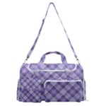 Purple Plaid Tartan 2 Diagonal Sports Gym Duffle Bag with Shoe Compartment