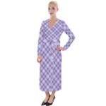 Purple Plaid Tartan 2 Diagonal Velvet Maxi Wrap Dress