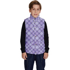 Purple Plaid Tartan 2 Diagonal Kid s Button Up Puffer Vest from ArtsNow.com