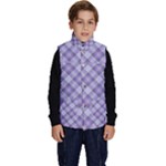 Purple Plaid Tartan 2 Diagonal Kid s Button Up Puffer Vest