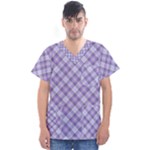 Purple Plaid Tartan 2 Diagonal Men s V-Neck Scrub Top