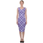 Purple Plaid Tartan 2 Diagonal Sleeveless Pencil Dress