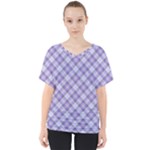 Purple Plaid Tartan 2 Diagonal V-Neck Dolman Drape Top