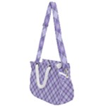 Purple Plaid Tartan 2 Diagonal Rope Handles Shoulder Strap Bag