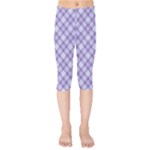 Purple Plaid Tartan 2 Diagonal Kids  Capri Leggings 