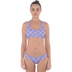 Purple Plaid Tartan 2 Diagonal Cross Back Hipster Bikini Set