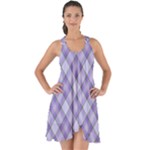 Purple Plaid Tartan 2 Diagonal Show Some Back Chiffon Dress