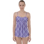 Purple Plaid Tartan 2 Diagonal Babydoll Tankini Top