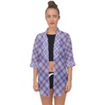 Purple Plaid Tartan 2 Diagonal Open Front Chiffon Kimono